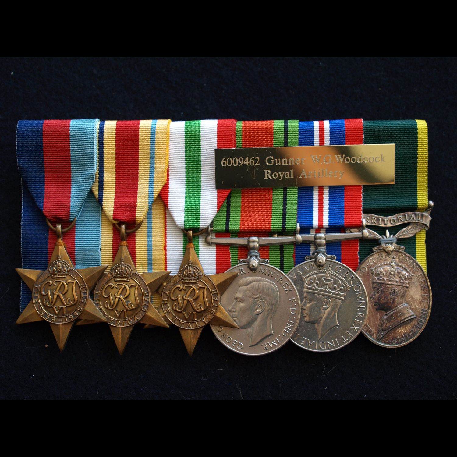 WW2 Group and TEM Gunner Woodcock Royal Artillery