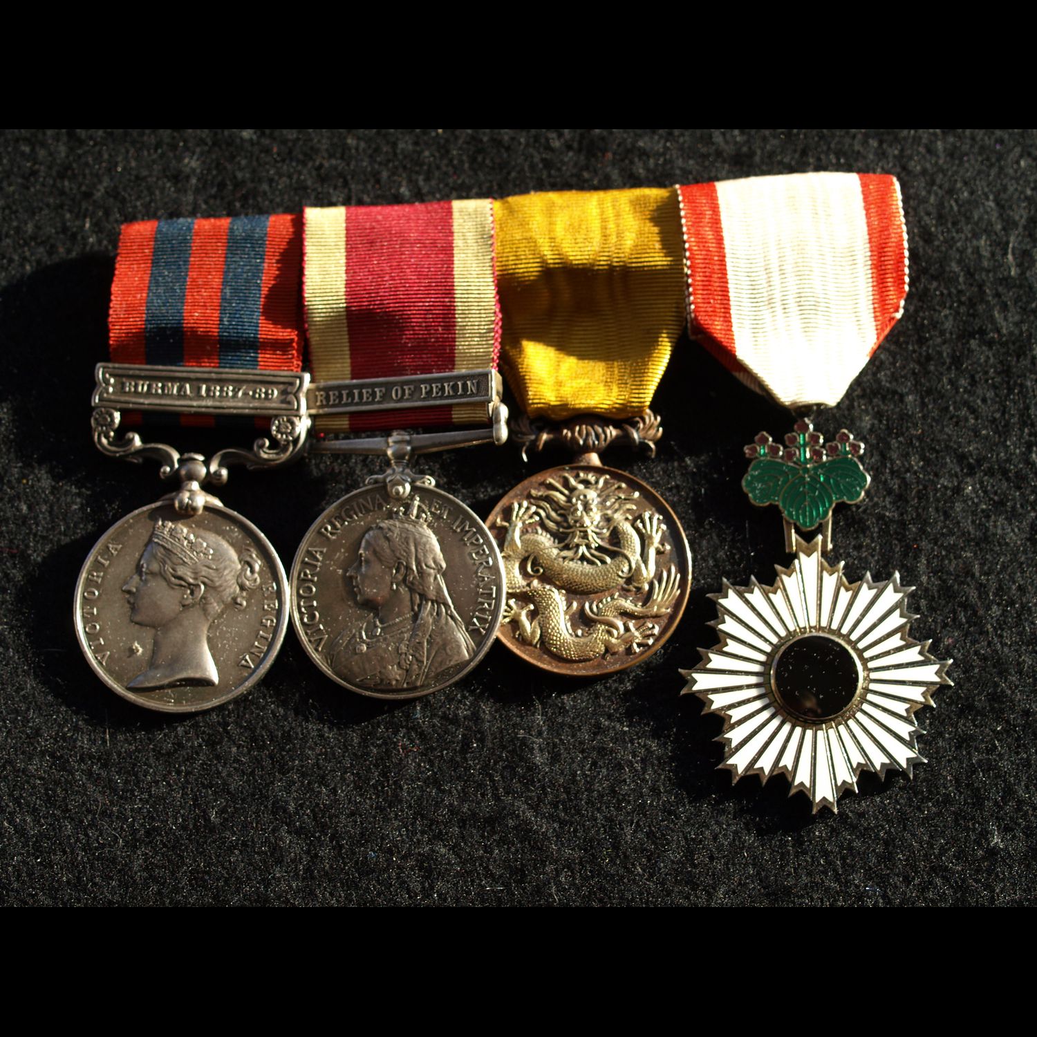 Stunning Burma, China Boxer Rebellion (mid), USA Order of Dragon & Japan Rising Sun Lt Col Hood 7th Rajputs late SWB