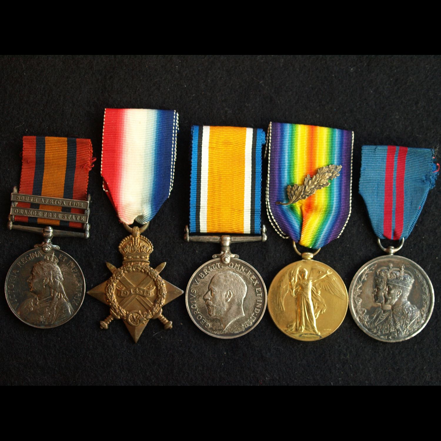 QSA 2 clasp 1914/15 Trio (mid) & Delhi Dunbar Medal 1911 2nd Lt Morton 4th KRRC KIA 10th May 1915