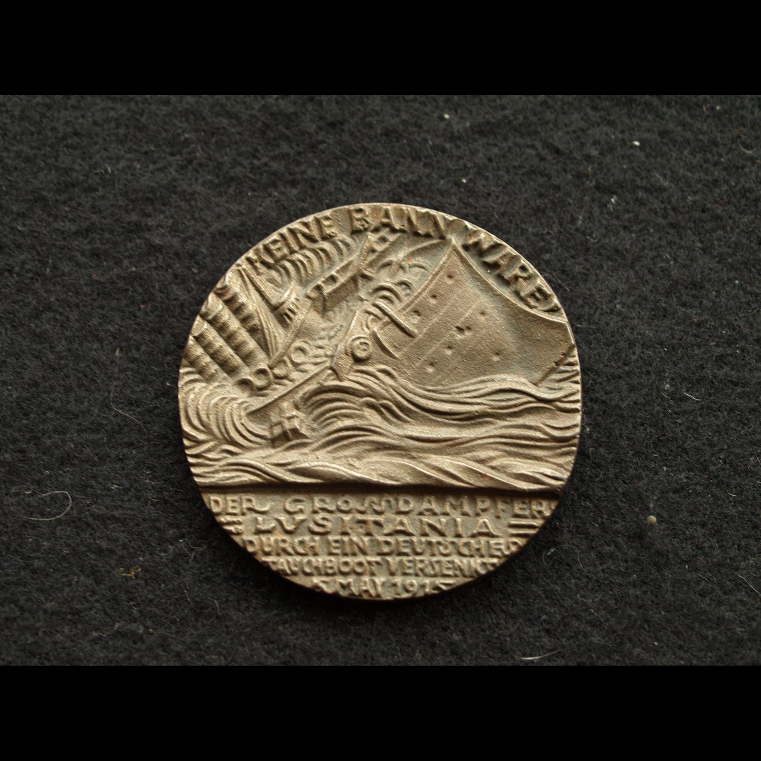 WW1 German Sinking Ship Lusitania Keine Bann War Iron Medal