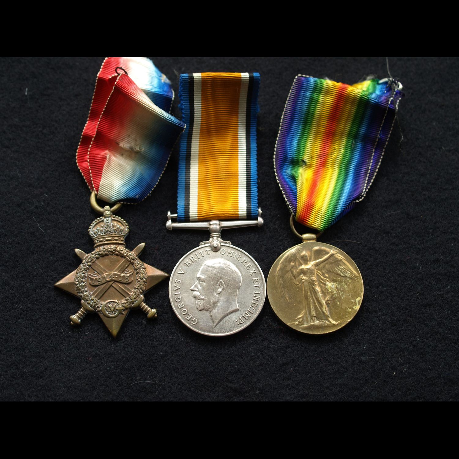 low number 1914/15 Trio Pte Armour 1/1st Lowland Field Ambulance RAMC WIA Apr 1918