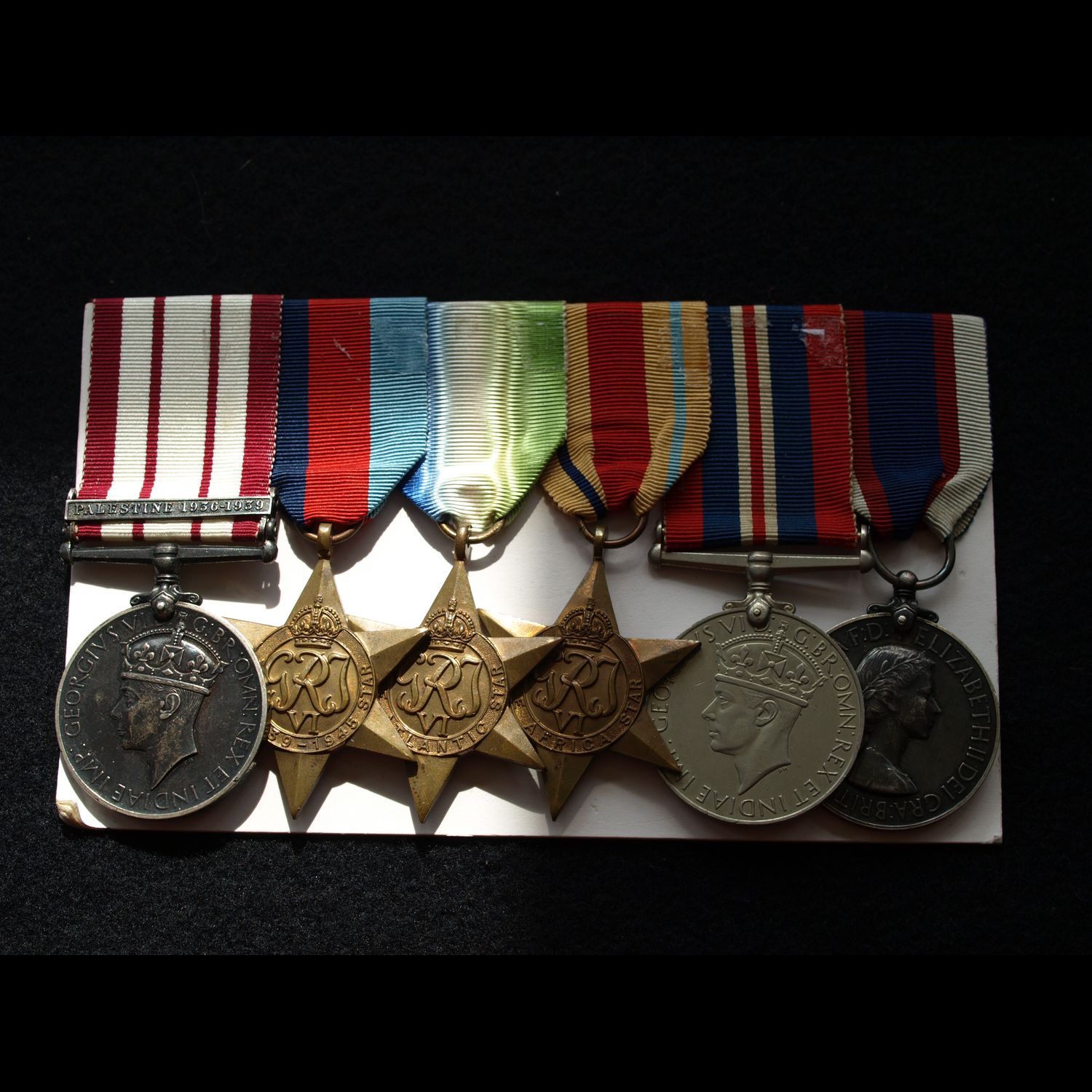 NGSM Palestine 19936/39, 1936/39,Atlantic, Africa Stars, WM & EIIR RFR LS&GC