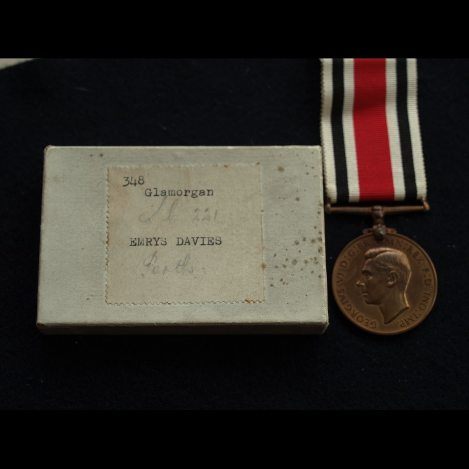 Special Constabulary LS Emrys Derfel Davies 221 Porth, Glamorgan with original box