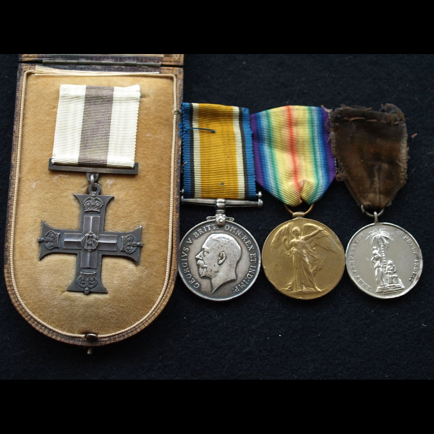 MC in Case, BWM, VM & Temperance Medal QM & Capt Askew Monmouthshire Regt & Warwickshire Regt