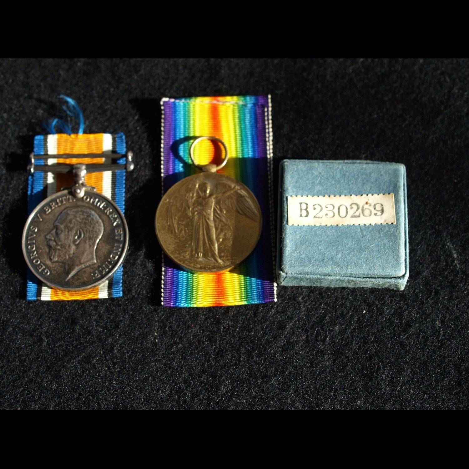 WW1 Pair (WIA 23/07/1917) & SWB in original box 2nd Lt Heyes 9th Liverpool Regt late RE